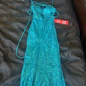 Blue Sequence Prom Dress